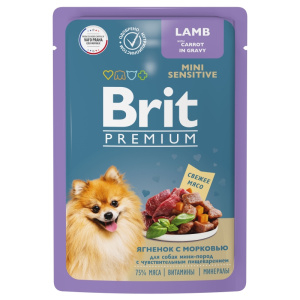 Brit Premium Пауч ягненок с морковью в соусе для собак мини-пород с чyвствительным пищеварением , 85 г