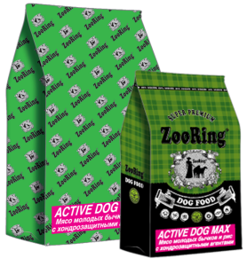 ZOORING ACTIVE DOG MAX Сухой корм для взрослых собак средних и крупных пород с глюкозамином и хондроитином Мясо молодых бычков и рис, (20 кг)