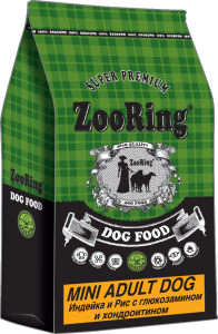 ZOORING MINI ADULT DOG Сухой корм для взрослых активных собак мини и средних пород Индейка и рис с хондроитином и глюкозамином, (20 кг----------0 БЕЗ ДОП СКИДОК!)
