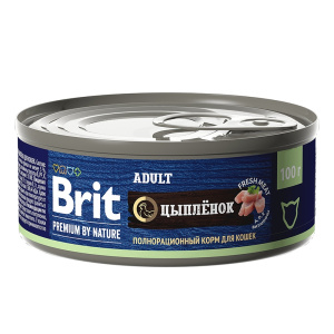 Brit Premium by Nature консервы с мясом цыплёнка для кошек, 100 г