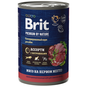 Brit Premium by Nature консервы с мясным ассорти с потрошками для собак всех пород, 410 г