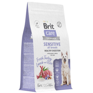 Brit Care Superpremium Dog Adult Sensitive с индейкой, ягненком и рисом для взрослых собак всех пород, Чувствительное пищеварение,  (3 кг.)