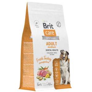 Brit Care Superpremium Dog Adult M с индейкой для взрослых собак средних пород, Здоровые зубы,  (3 кг.)