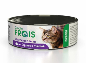 FRAIS Holistic Cat Консервы для кошек ломтики в желе, сардина с тыквой 100 г