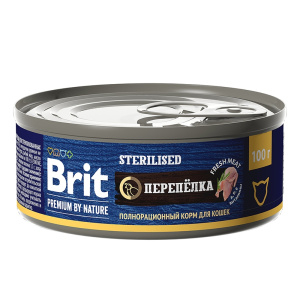 Brit Premium by Nature консервы с мясом перепёлки для стерилизованных кошек, 100 г