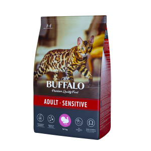 Mr.Buffalo ADULT SENSITIVE Сухой корм для кошек, индейка, (0,4 кг)