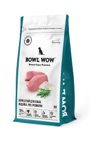 BOWL WOW Корм сухой для собак мелких пород с индейкой, рисом и добавлением розмарина, 2 кг