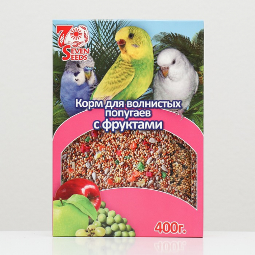 Корм Seven Seeds Special для волнистых попугаев, с фруктами, 400 г