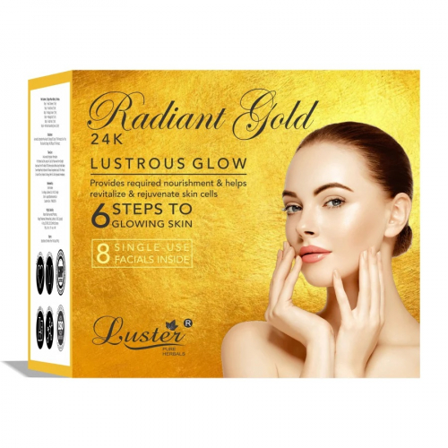 LUSTER Gold Facial Kit (New) Набор: Пенка для умывания, Скраб для лица, Массажный крем для лица, Массажный гель для лица, Маска для лица, Сыворотка для лица 6*40мл