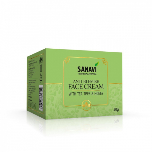 SANAVI Anti-blackhead face cream tea tree and honey Крем для лица против черных точек чайное дерево и мед 50г