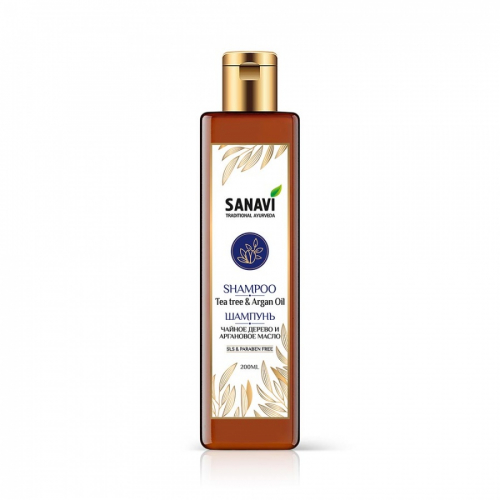 SANAVI Shampoo tea tree and argan oil Шампунь чайное дерево и аргановое масло 200мл