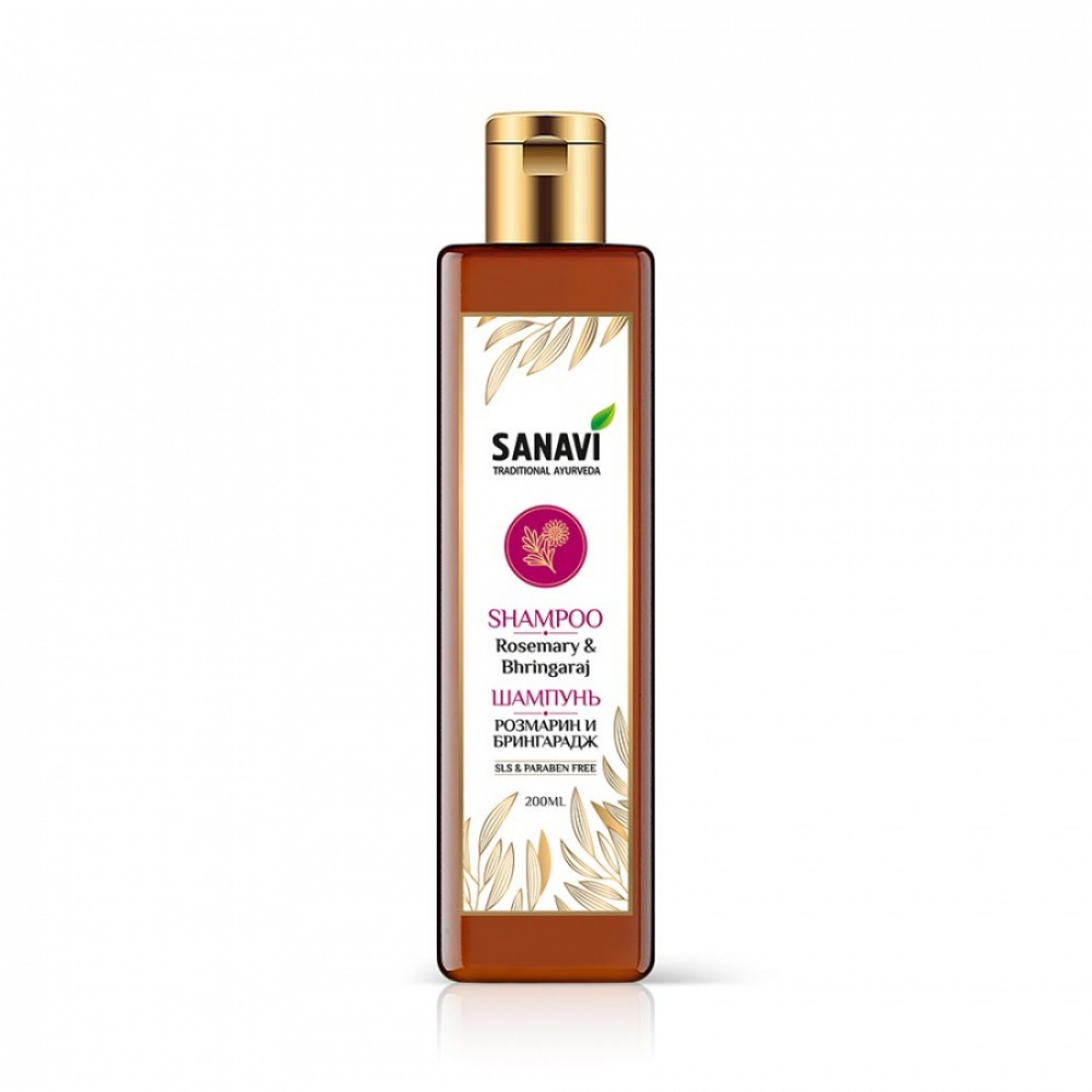 SANAVI Shampoo rosemary and bhringaraj Шампунь розмарин и брингарадж 200мл