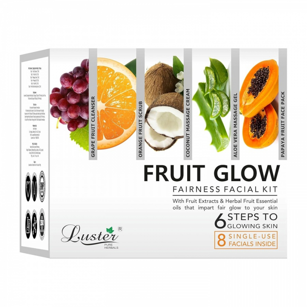 LUSTER Fruit Glow Fairness Facial Kit (New) Набор: Пенка для умывания, Скраб для лица, Массажный крем 46г