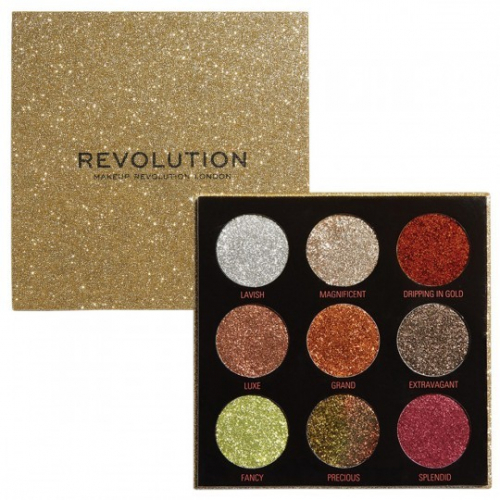 Копии Палетка глиттеров Revolution Makeup Pressed Glitter Palette, Midas Touch 9 цветов