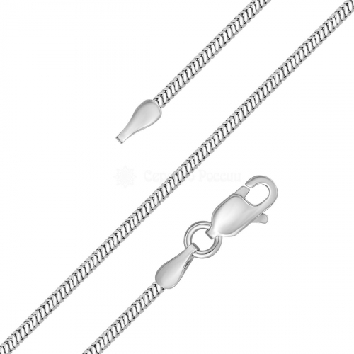 Цепь из серебра родированная - Снейк, 50 см 2108R140L50