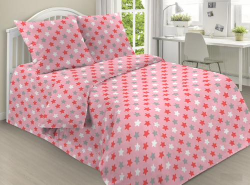 Постельное  белье в  детскую кроватку из  поплина    Набор поплин 045 розовый