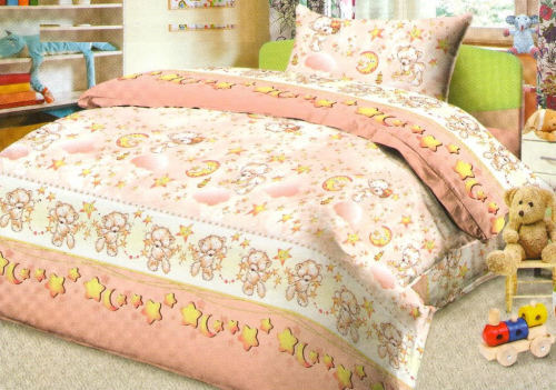 Постельное  белье в  детскую кроватку из  бязи    Набор бязь 027 (розовый)