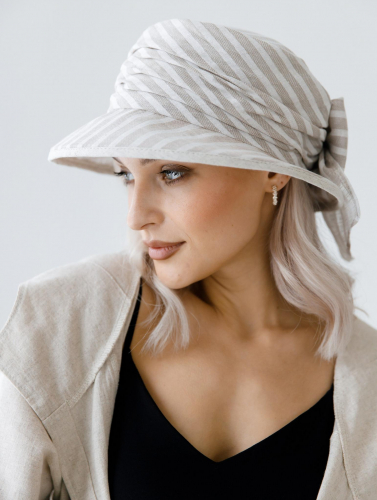 шляпа для женщин НИНЕЛЬ Л19-9 серо-белая полоска