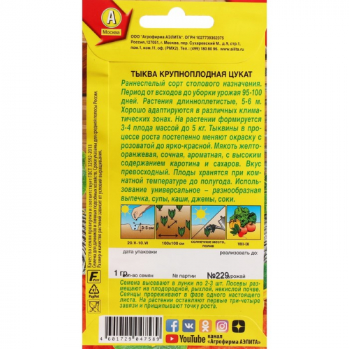 Семена Тыква крупноплодная 