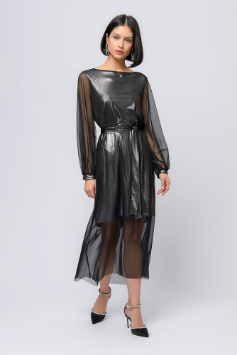 Платье 1001 DRESS #959508Серебристый / черный