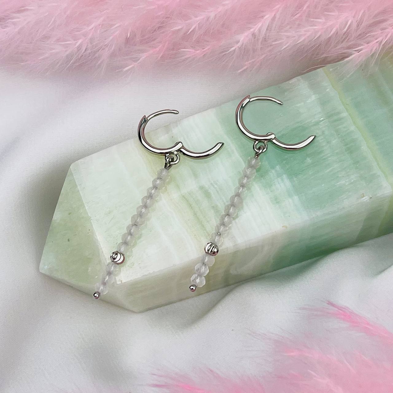 Радуга Самоцветов Серьги длинные из Розового кварца