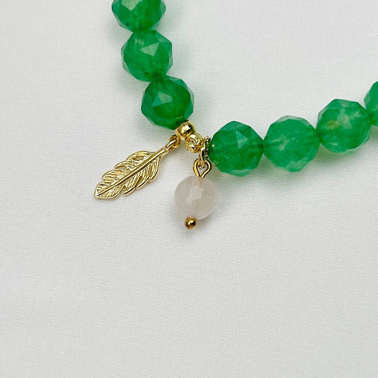 Радуга Самоцветов Браслет из зеленого Кварца с подвеской