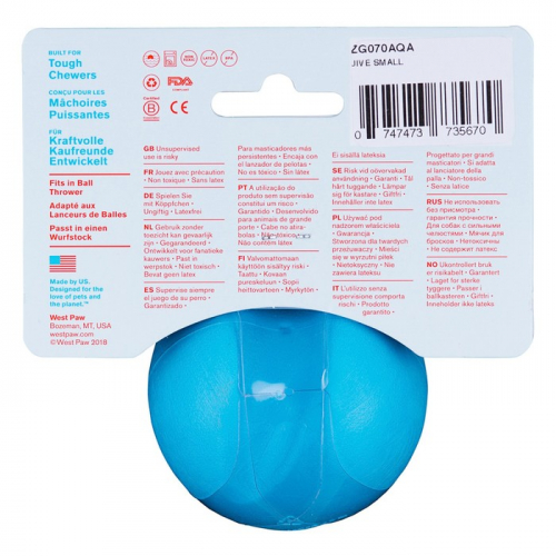 Мяч для собак Zogoflex Jive S, 6,6 см, голубой