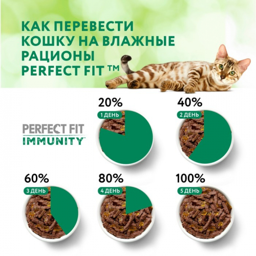 Влажный корм Perfect Fit иммунитет для кошек, индейка, спирулина, пауч, 75 г