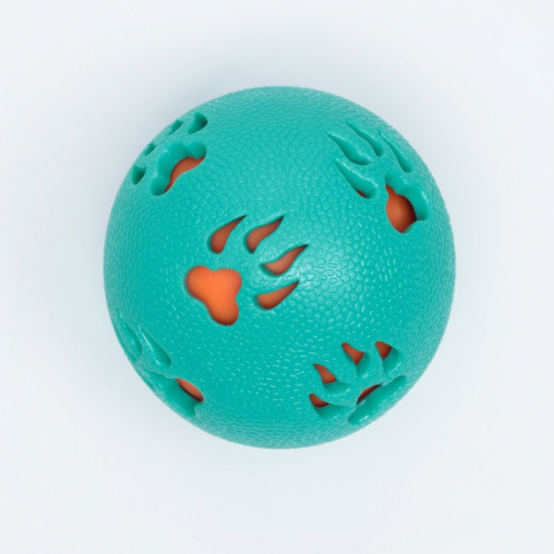 Мяч двухслойный из TPE-пластика, 7,5 см, бирюзовый