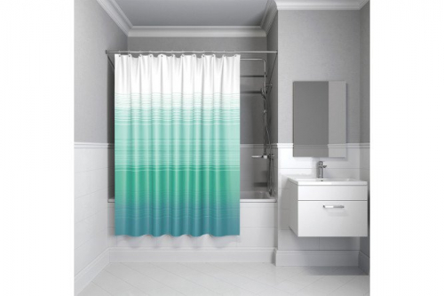 Штора для ванной комнаты Basic Blue Horizon   Полиэстер, 200x200 см