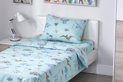 Комплект постельного белья MICASA Teenagers Dinosaurs 1,5 спальный, Поплин
