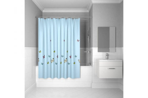 Штора для ванной комнаты IDDIS Butterfly Blue Полиэстер, 200x200 см
