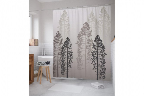 Штора для ванной Деревья в тумане мульти   Полиэстер, 180x200 см