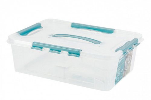 Ящик для хранения универсальный Grand box с крышкой, замками и ручкой 39x12.4x29 см, 10 л