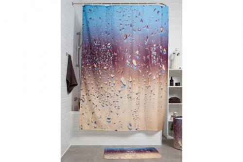 Штора для ванной Влажное стекло мульти   Полиэстер, 180x200 см