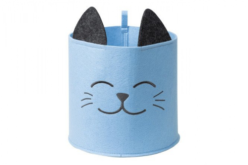 Органайзер для хранения Funny корзинка котик голубой малый  24x22x24 см