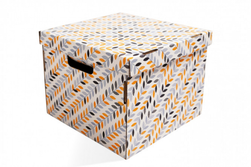 Коробка с крышкой Осенние листья для хранения вещей для хранения вещей 32x25x32 см, 25.6 л