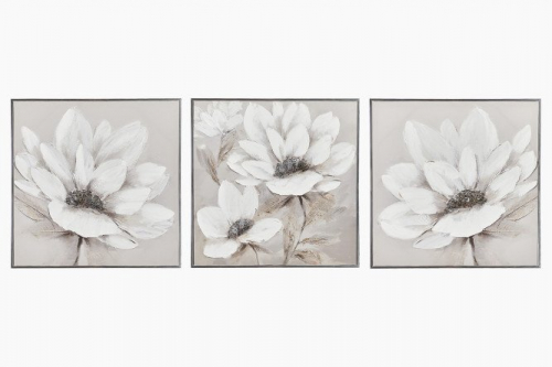 Модульная картина в раме Серебряный цветок из 3 частей 60х