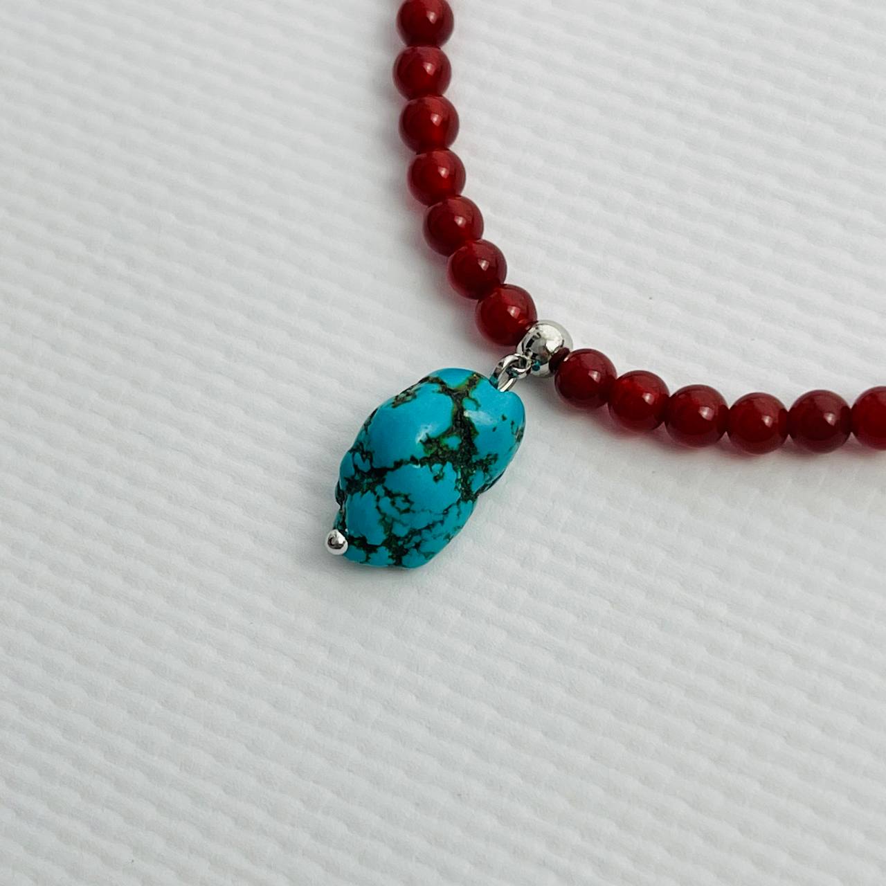 Радуга Самоцветов Колье из Сердолика и Бирюзы