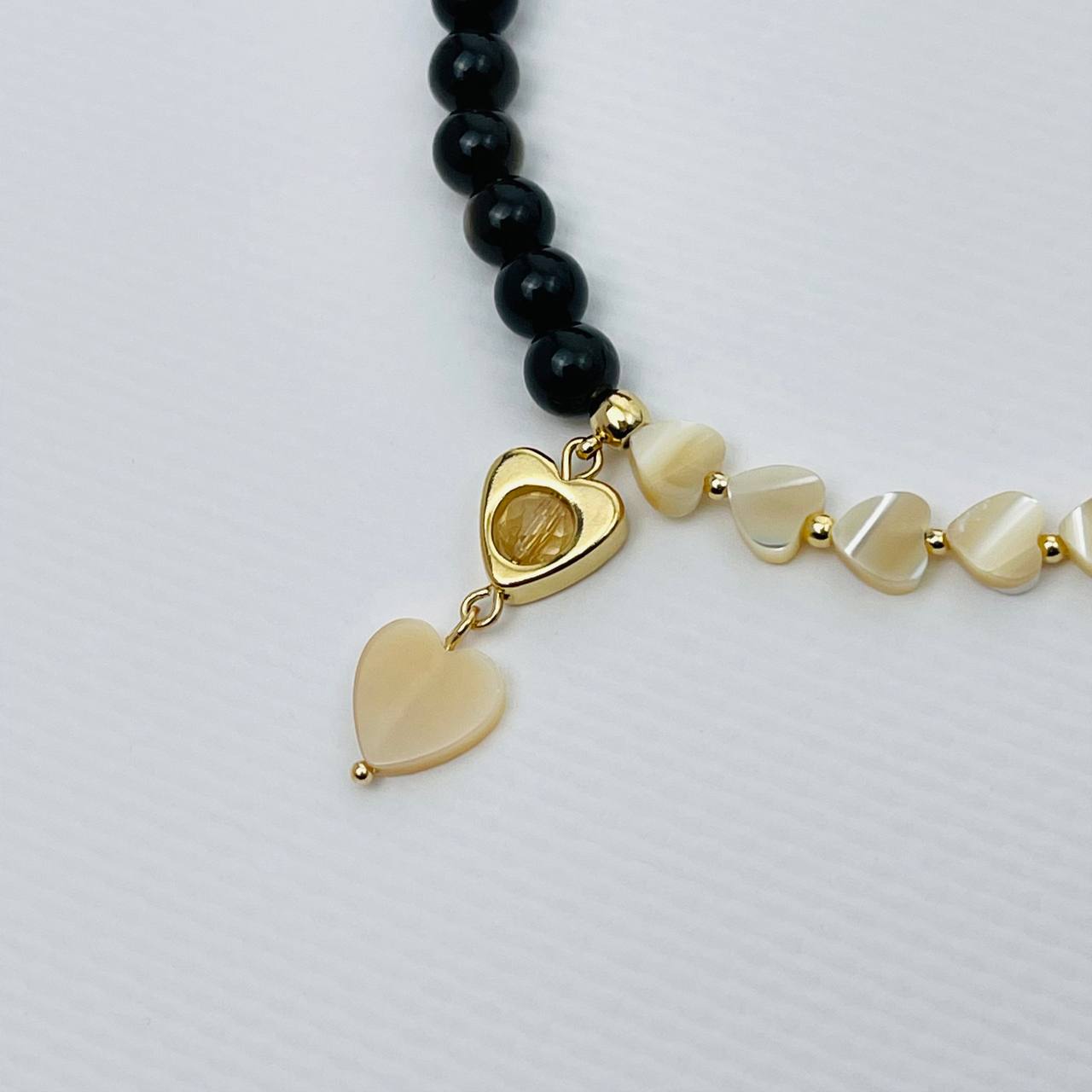 Радуга Самоцветов Колье из золотистого Обсидиана,Перламутра и Цитрина