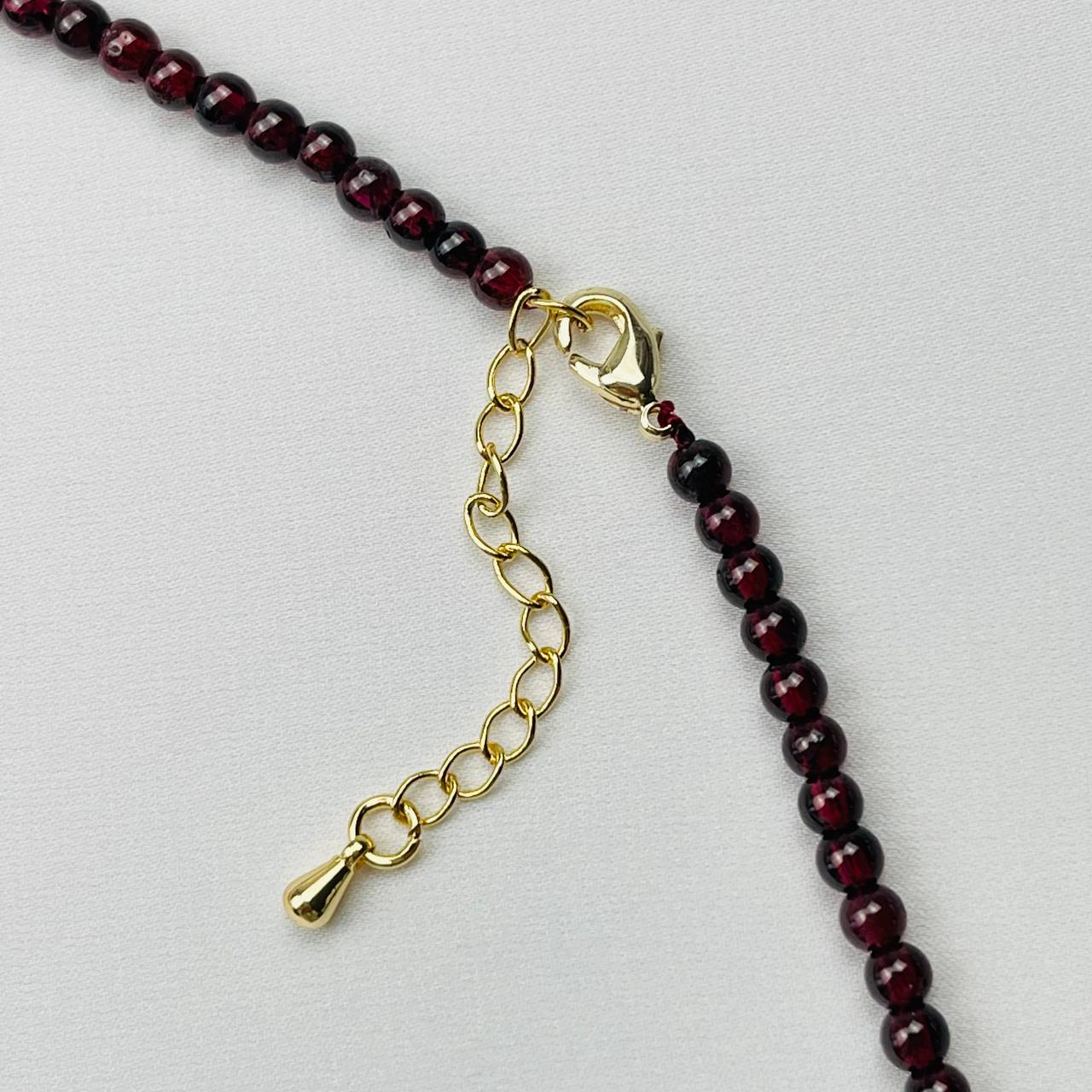 Радуга Самоцветов Бусы из Граната (Пироп) со вставкой