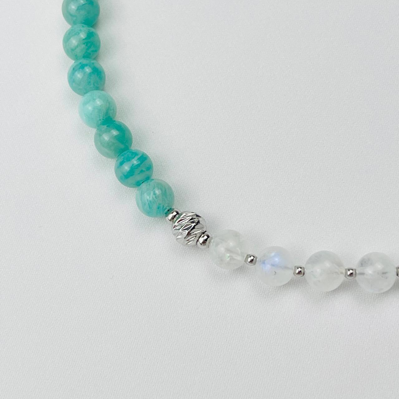 Радуга Самоцветов Колье из Амазонита и Лунного камня