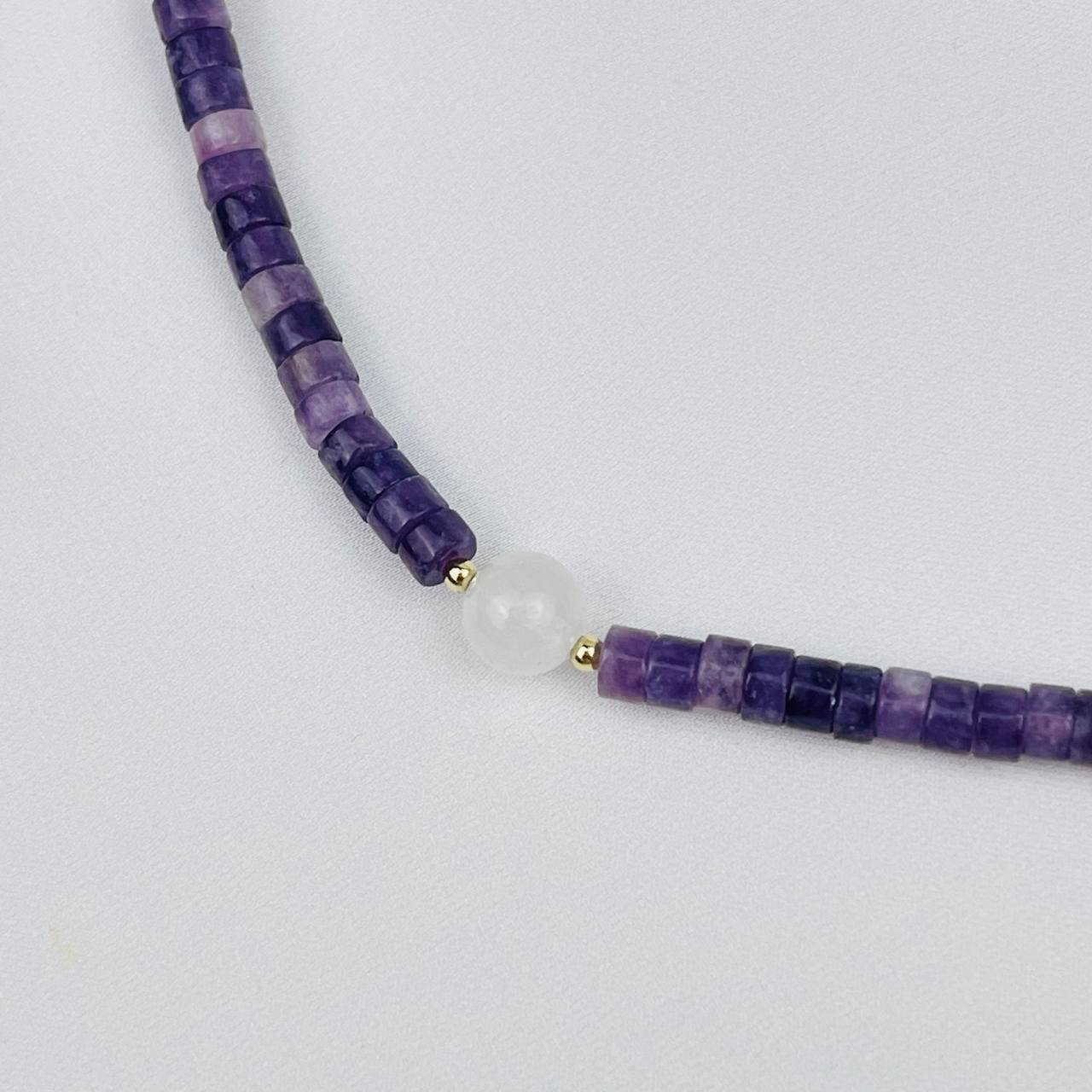 Радуга Самоцветов Чокер из Лепидолита и Лунного камня