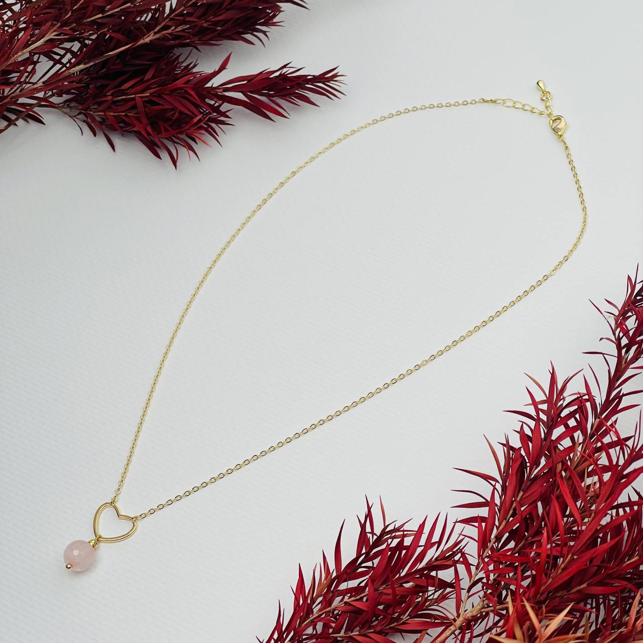 Радуга Самоцветов Колье на цепочке с Розовым кварцем