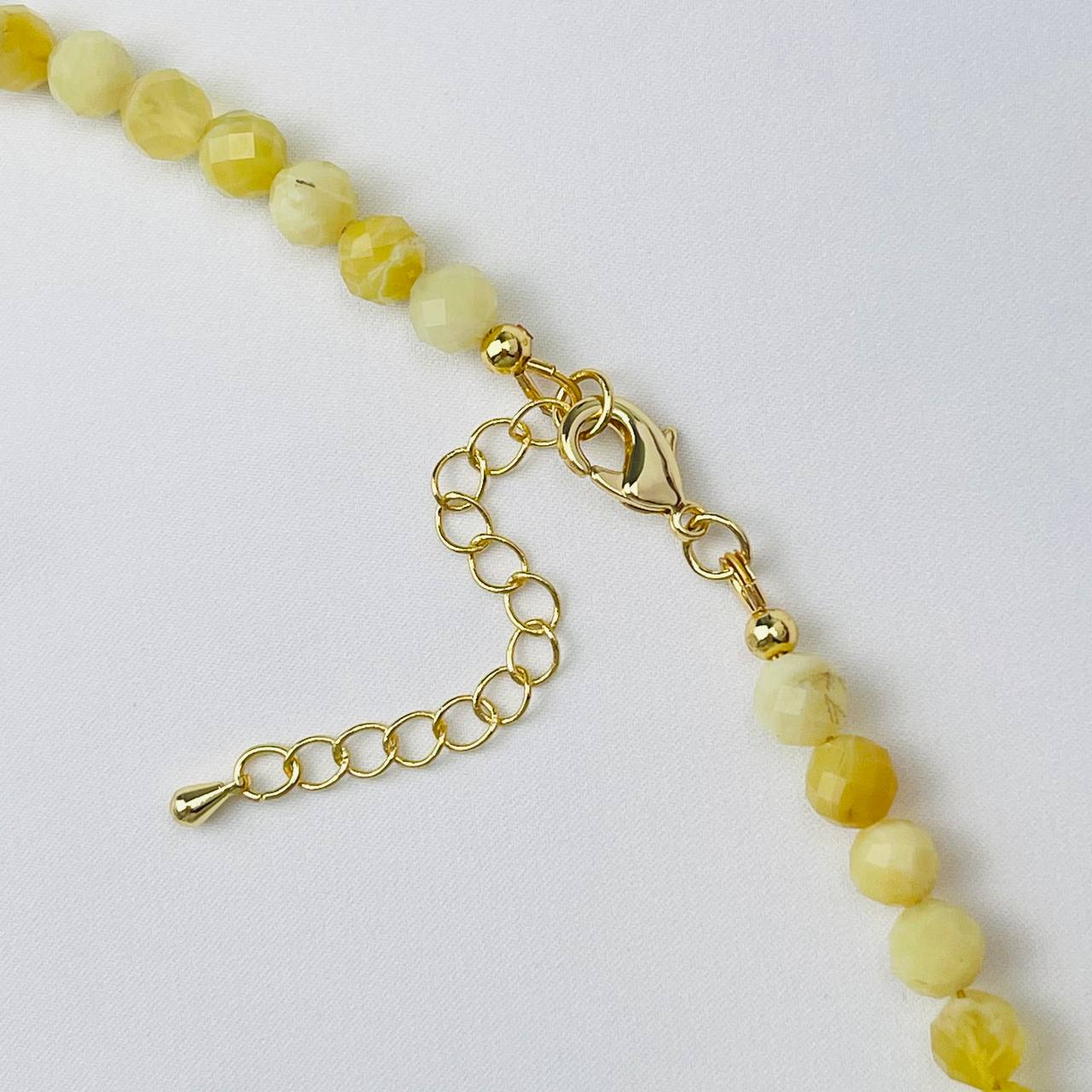 Радуга Самоцветов Колье из желтого Опала и Обсидиана