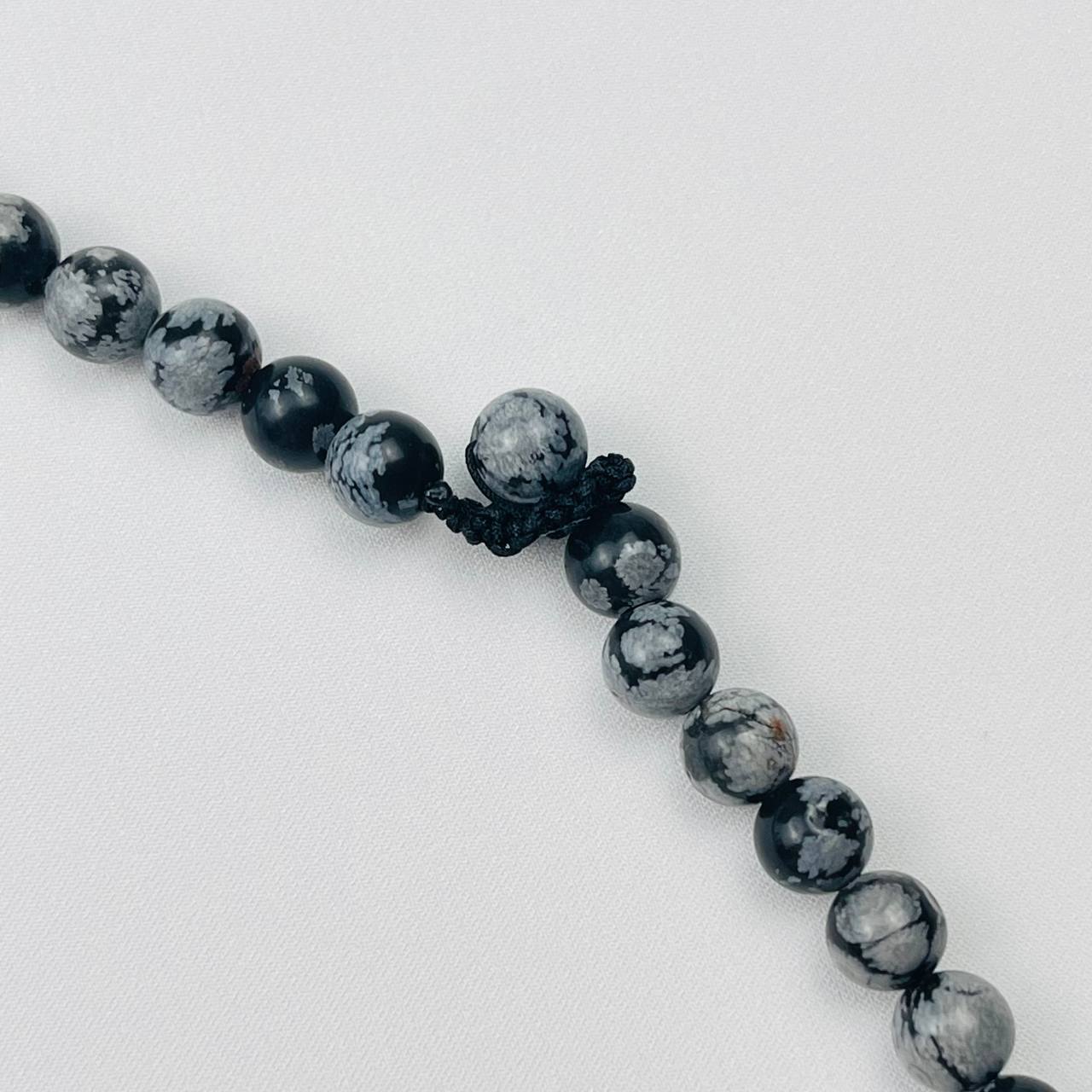 Радуга Самоцветов Бусы мужские из снежного Обсидиана