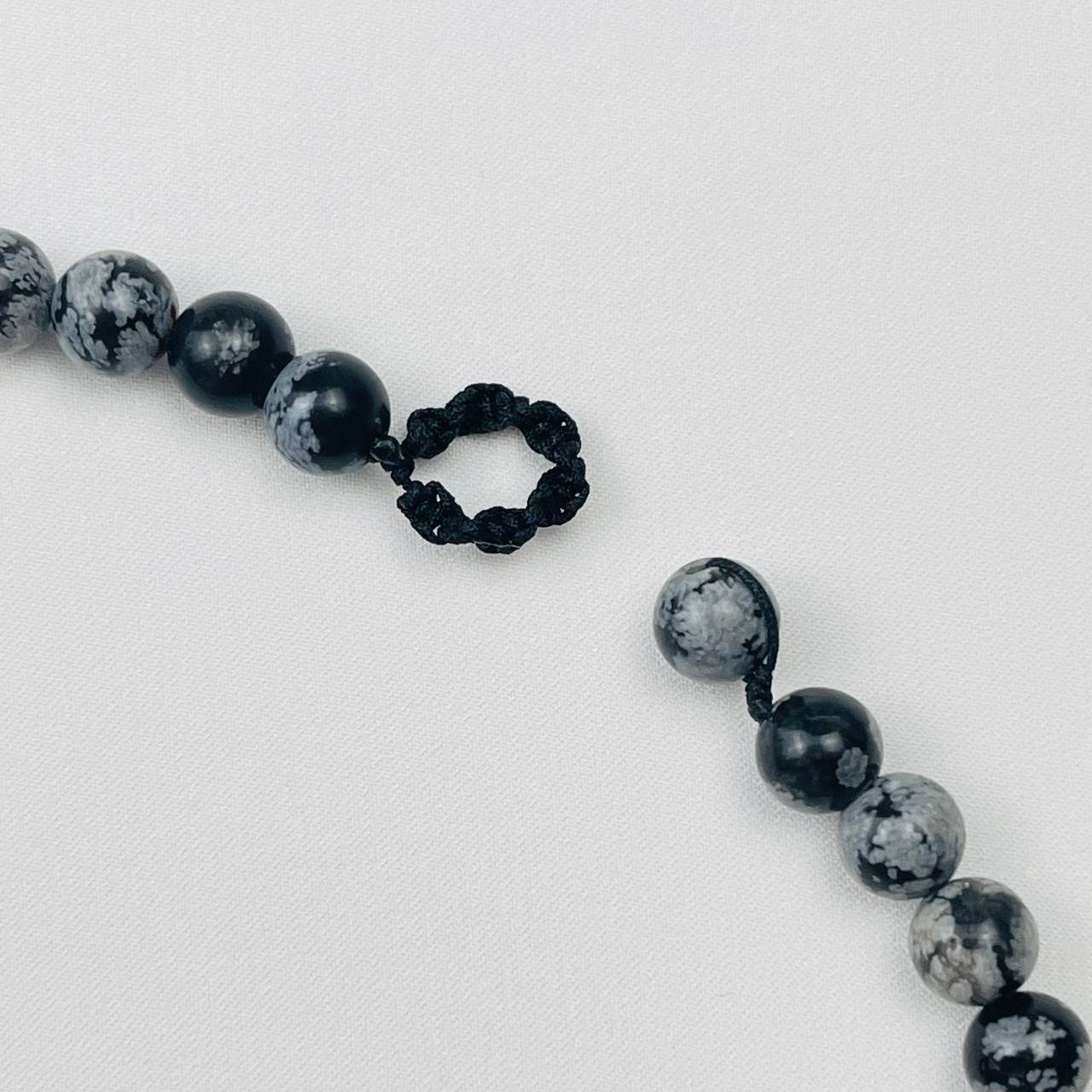 Радуга Самоцветов Бусы мужские из снежного Обсидиана