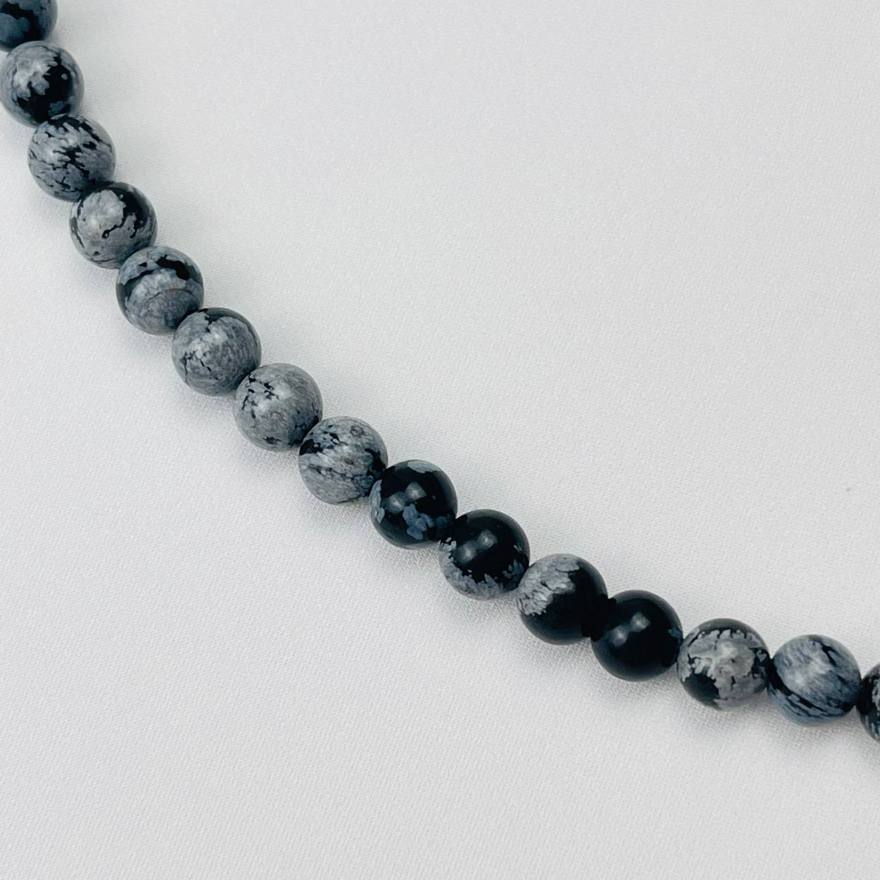 Радуга Самоцветов Бусы мужские из снежного Обсидиана