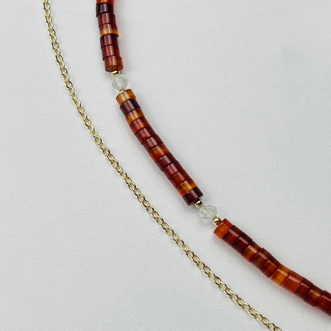 Радуга Самоцветов Колье из Сердолика и Лунного камня с подвеской