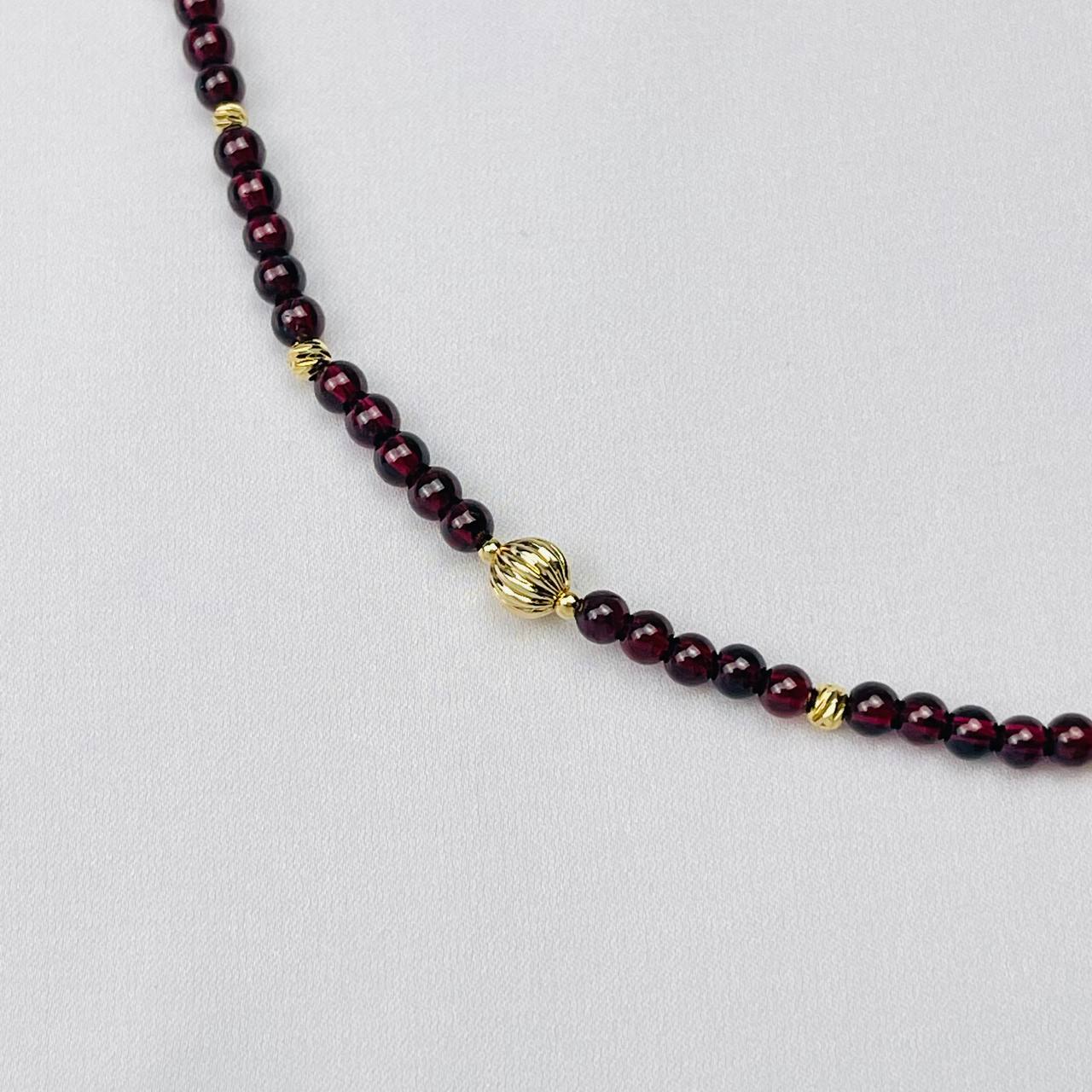 Радуга Самоцветов Бусы из Граната (Пироп) со вставкой